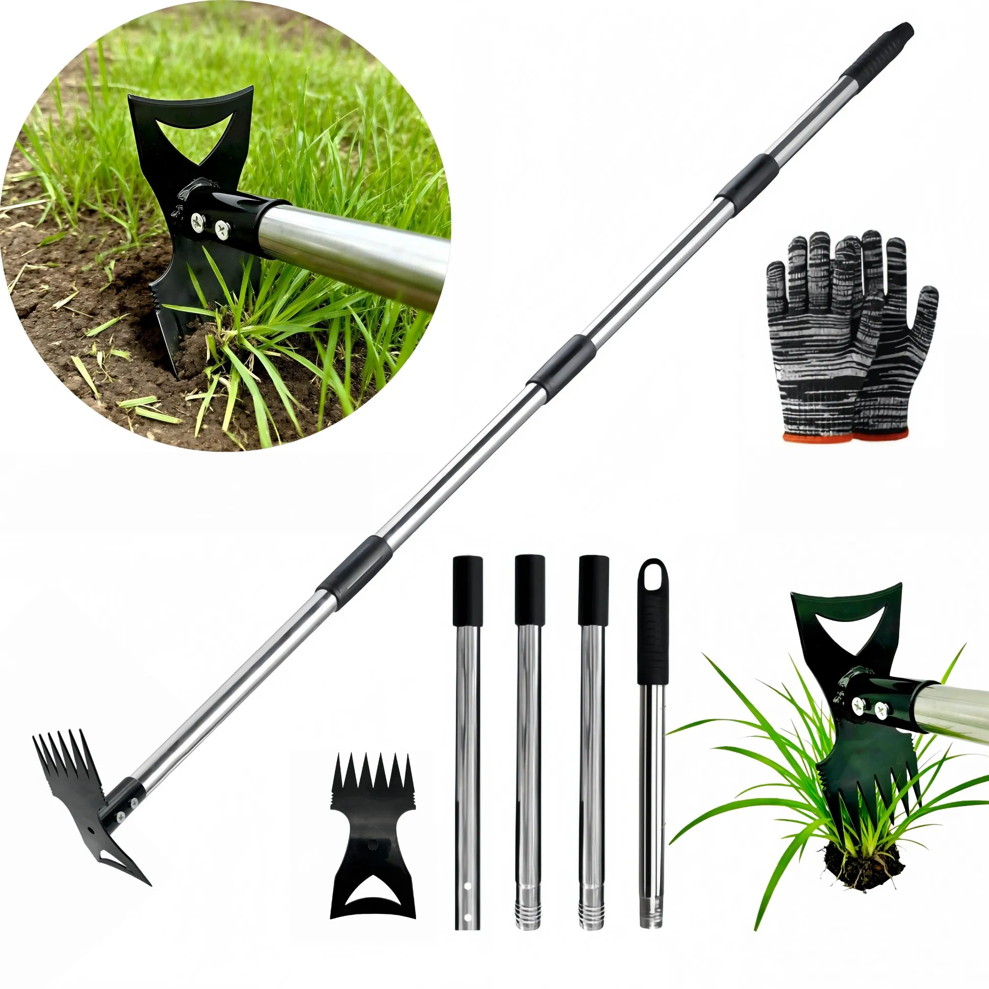 2-in-1 Manual Garden Hoe with Long Handle for Weeding and Soil Cultivation