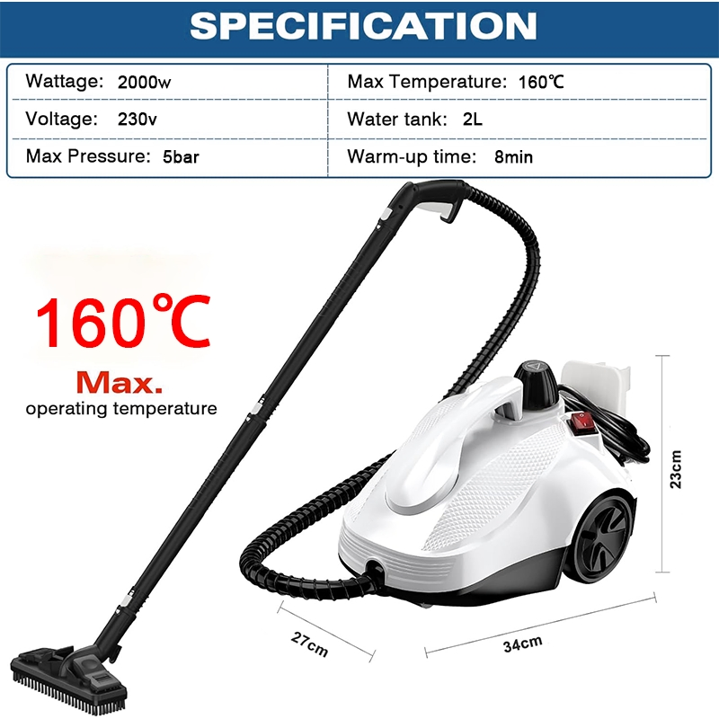 High Temperature Steam Cleaner Portable Electric Steam for Carpet Floor Kitchen and Car High Pressure Powerful Steam Cleaning