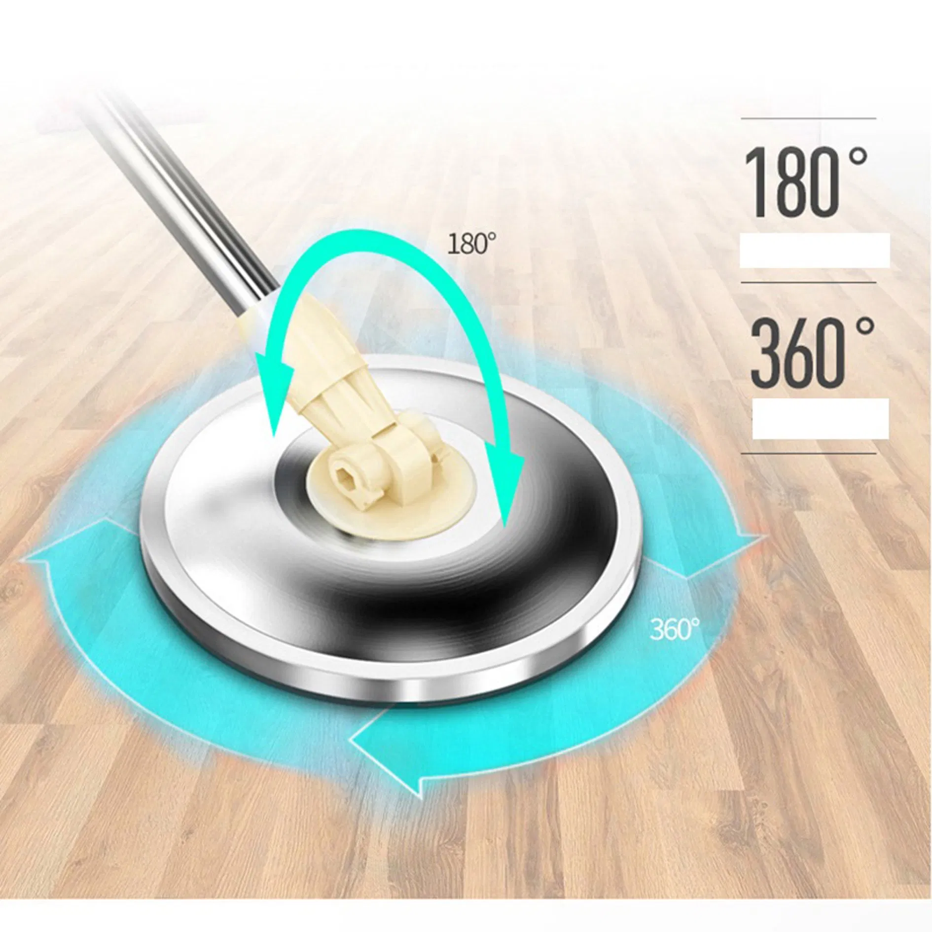 Floor Cleaning System with 6 Microfiber Replacement Head Refills Spin Mop Bucket System