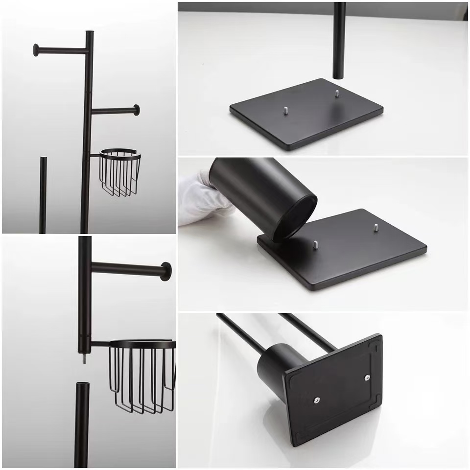 Floor Standing Toilet Paper Holder 304 Stainless Steel Integrated Bathroom Accessories Toilet Brush Holder Cleaning Tools