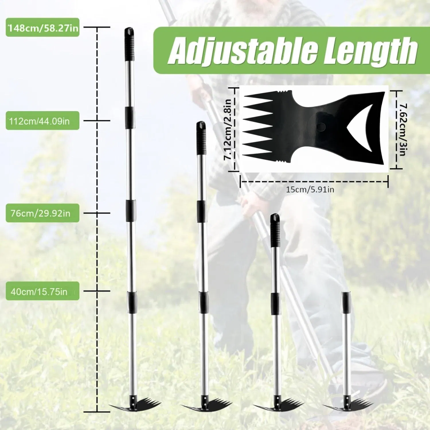 2-in-1 Manual Garden Hoe with Long Handle for Weeding and Soil Cultivation