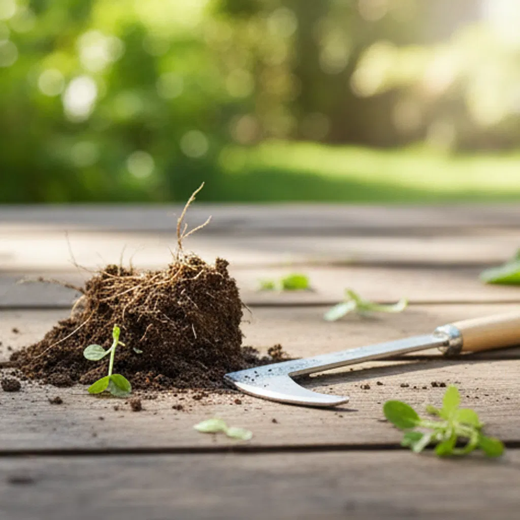 L-Shaped Weeding Tool for Efficient Grass Cutting and Garden Maintenance