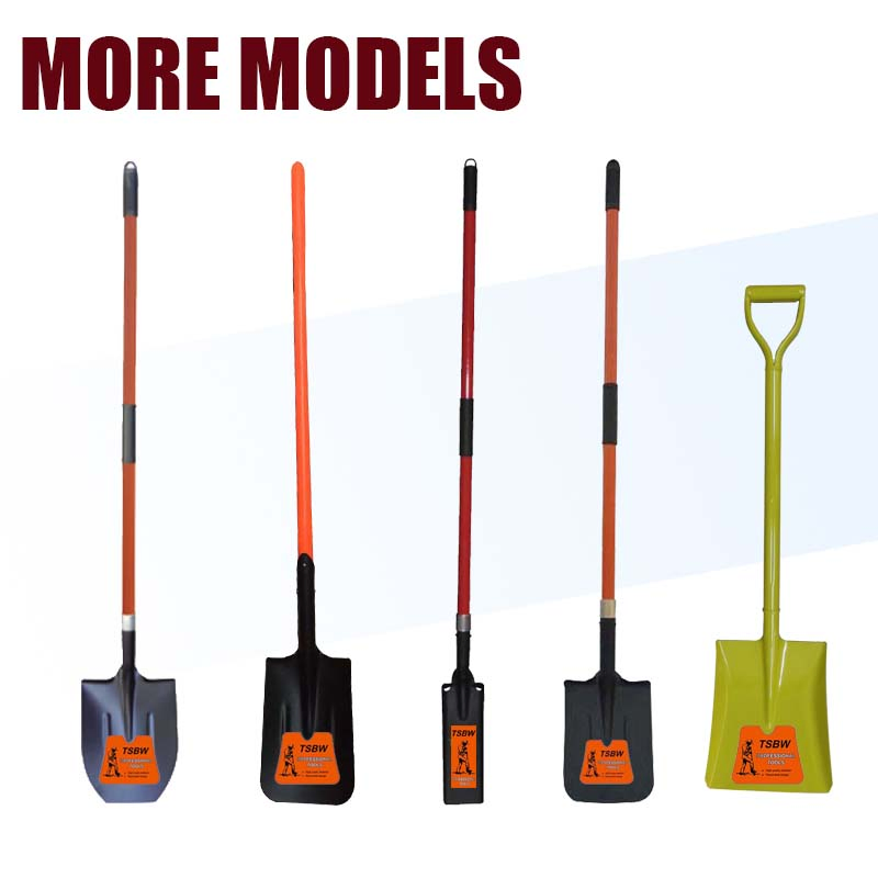 Long Fiberglass Handle Garden Farming Tool Digging Carbon Steel Spade Shovel