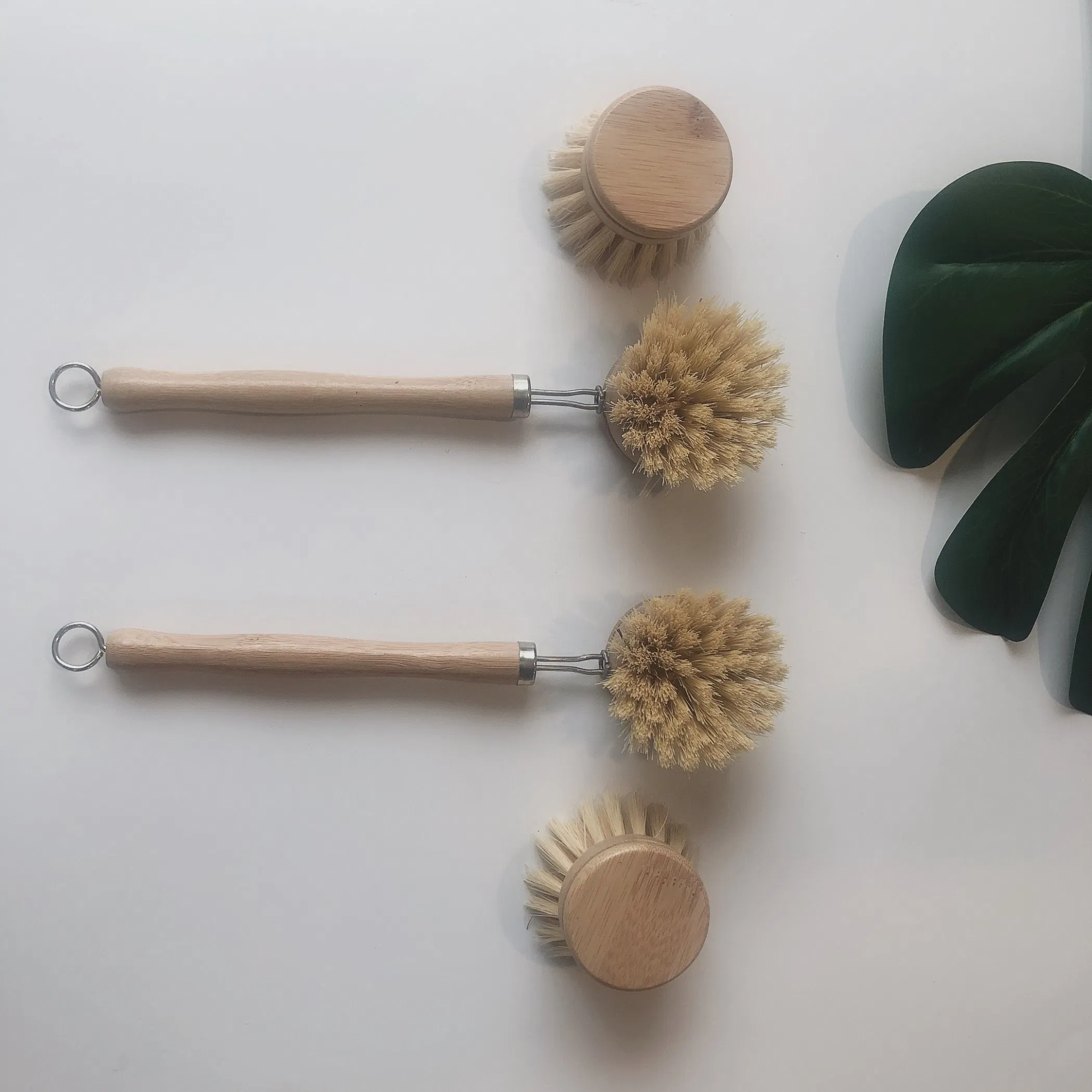 100% Organic Bamboo Scrub Brush Pot Brushes Dish Scrubber for Household Cleaning