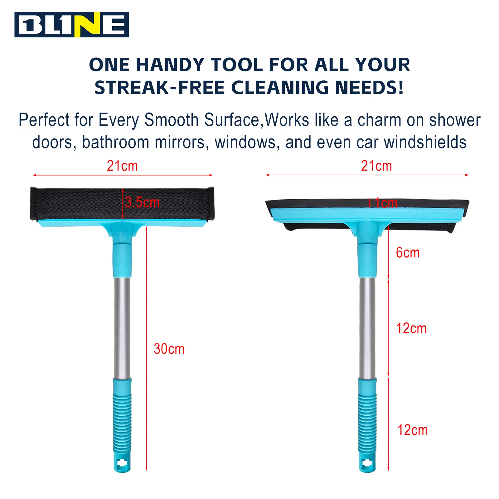 Multi-Surface Window Cleaning Tool with Absorbent Sponge and Silicone Blade