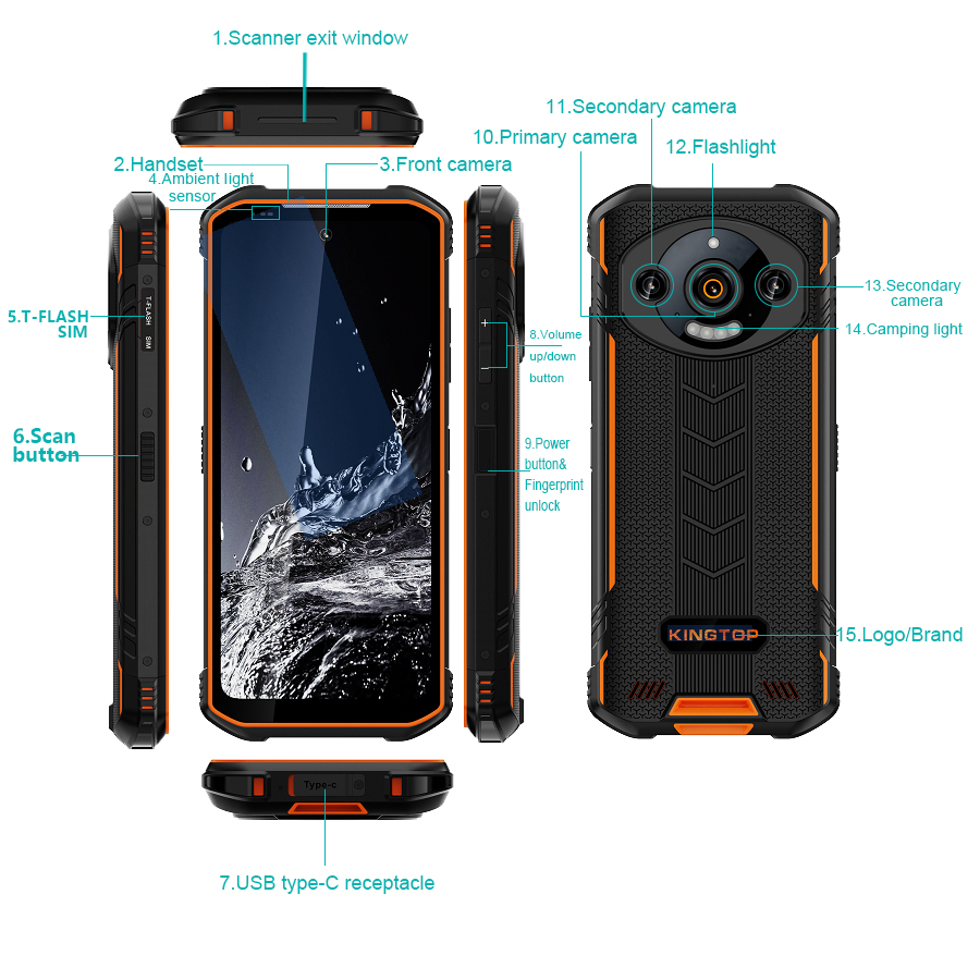 High Quality Andriod 14.0 Advanced 4G High-Performance Gaming Smart 8GB+256GB Rugged Phone