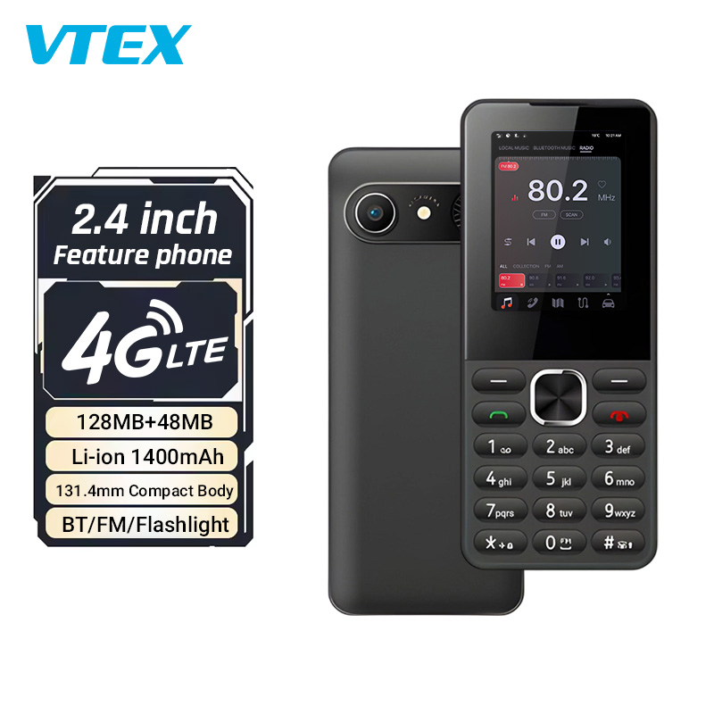 2.4" 4G LTE for Seniors 1400mAh Battery Bt FM Flashlight Small Size 131.4mm Lightweight Feature Phone