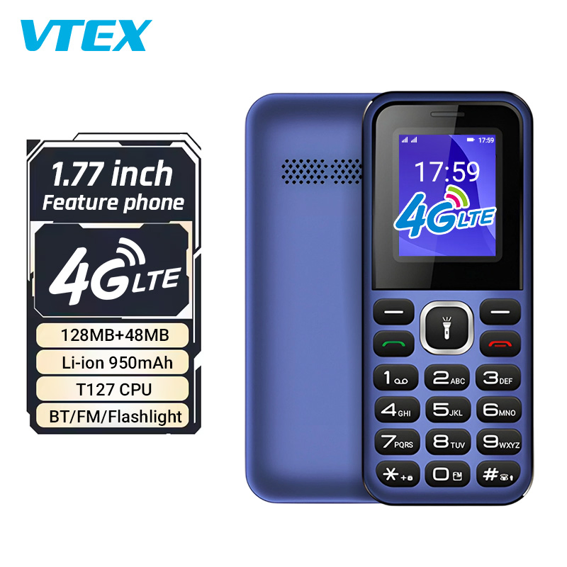 1.77" 4G Mini Body RAM 48MB ROM 128MB 950mAh Battery Compact Feature Phone for Seniors