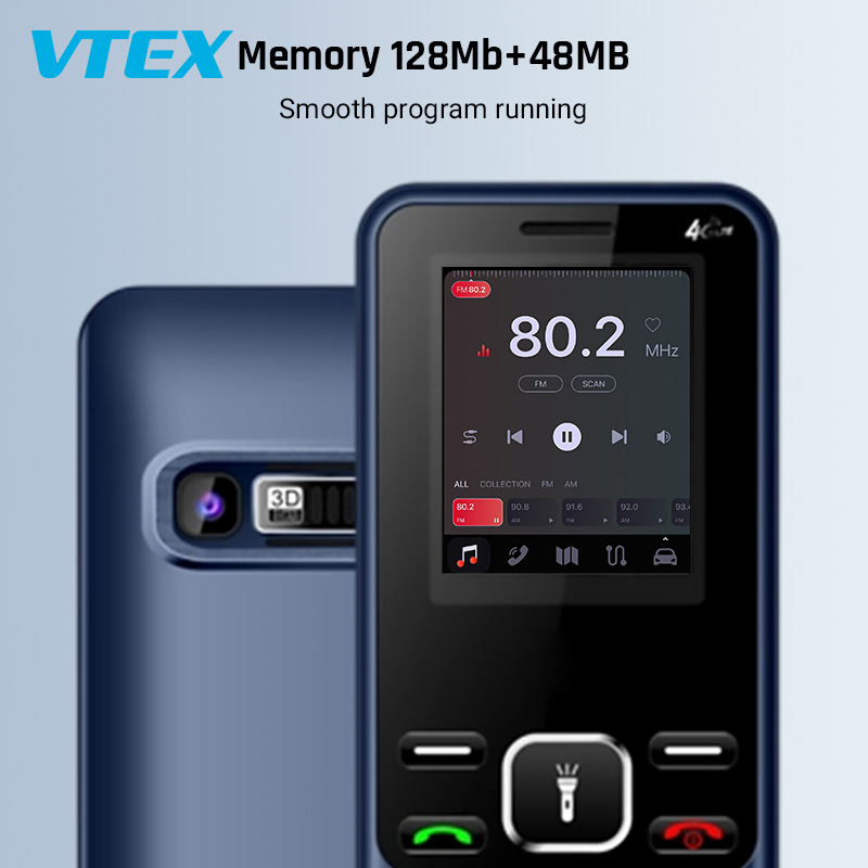 1.77" 4G Easy to Use 950mAh Battery Bt FM Radio Flashlight Compact Mobile Phone for Seniors