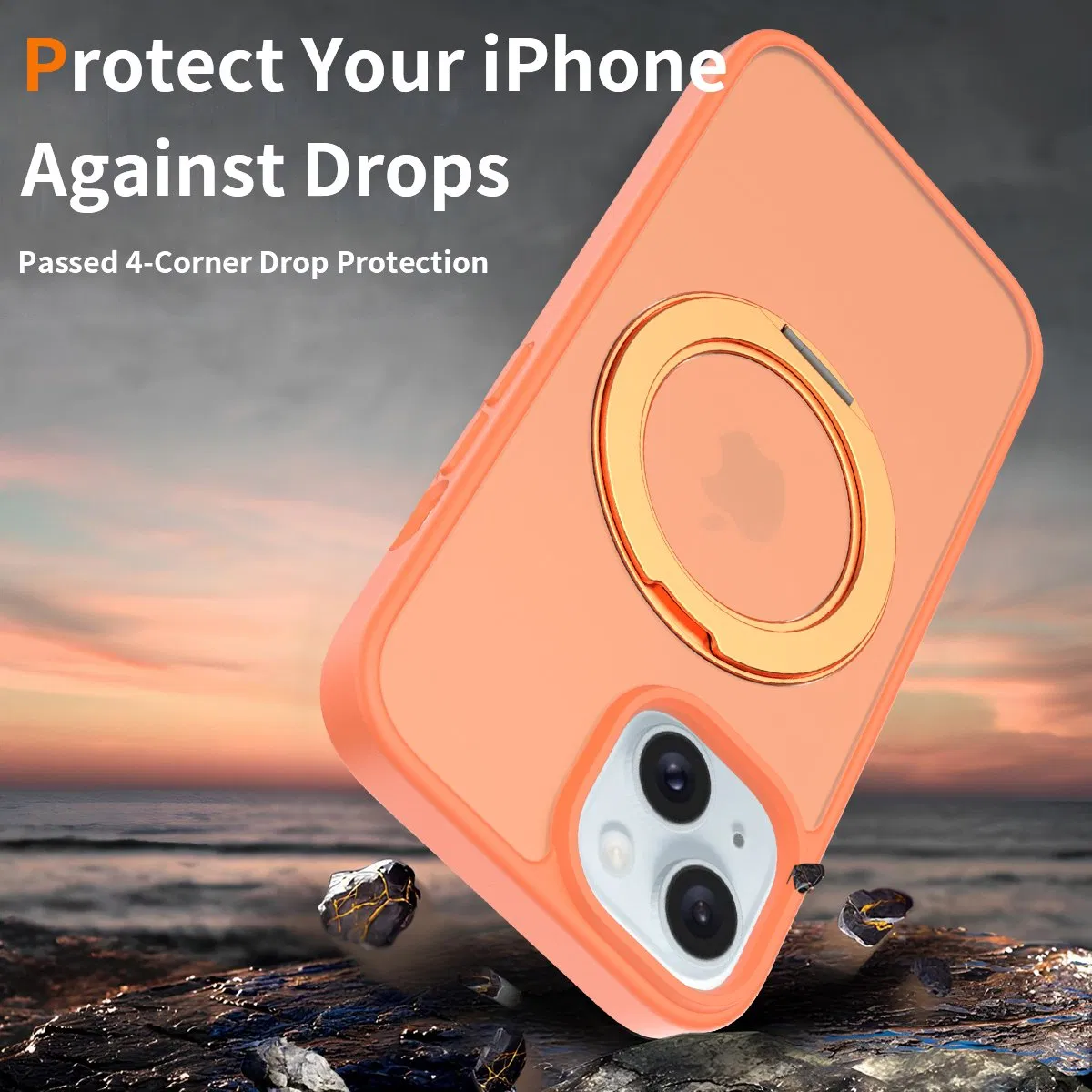 Heavy Duty Drop PC Back Shell 360 Rotating Magsafe Charging Magnetic Phone Case for iPhone 15/15 Plus