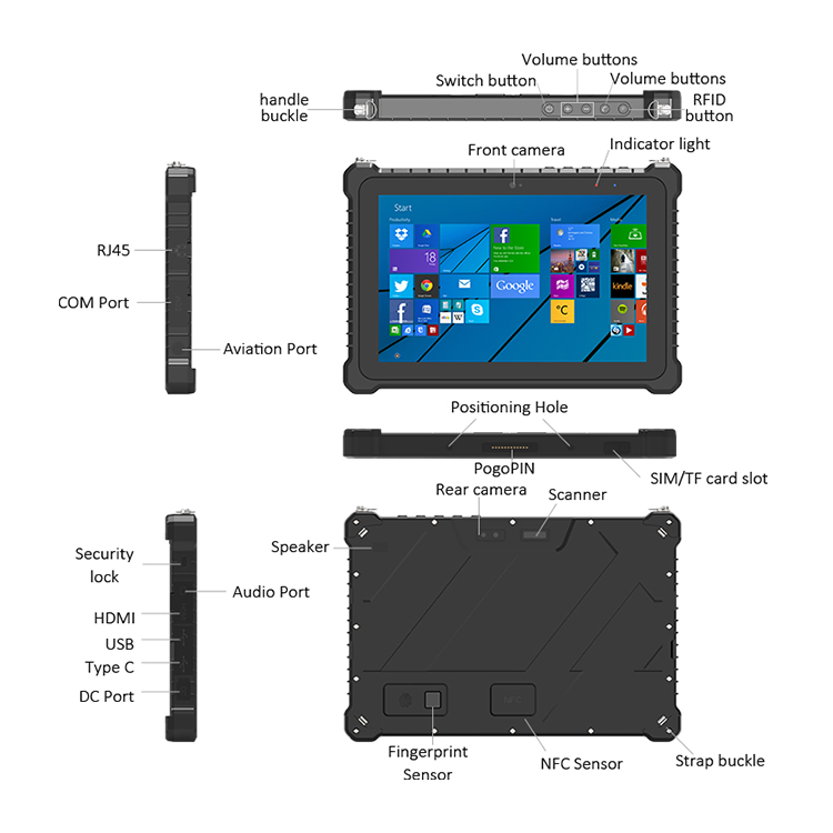 Fully Rugged Tablet Windows 10 with Extreme Durability and Barcode Scanner Rugged Windows Tablet