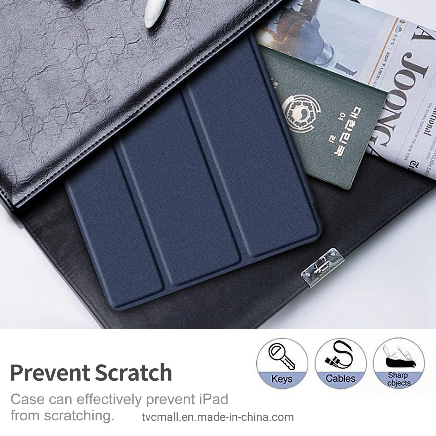 Tri-Fold Stand Sleep/Wake Function Drop-Proof PU Leather Tablet Cover Smart Case for Samsung Galaxy Tab S6 Lite P610/P615/S6 Lite (2022)