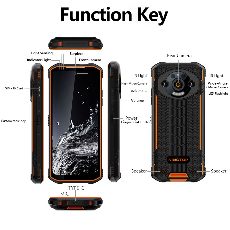 Android 10.1'' Kingtop Cell Smart Mobile High-Performance Gaming IP68 Rugged Phone ODM Ks20