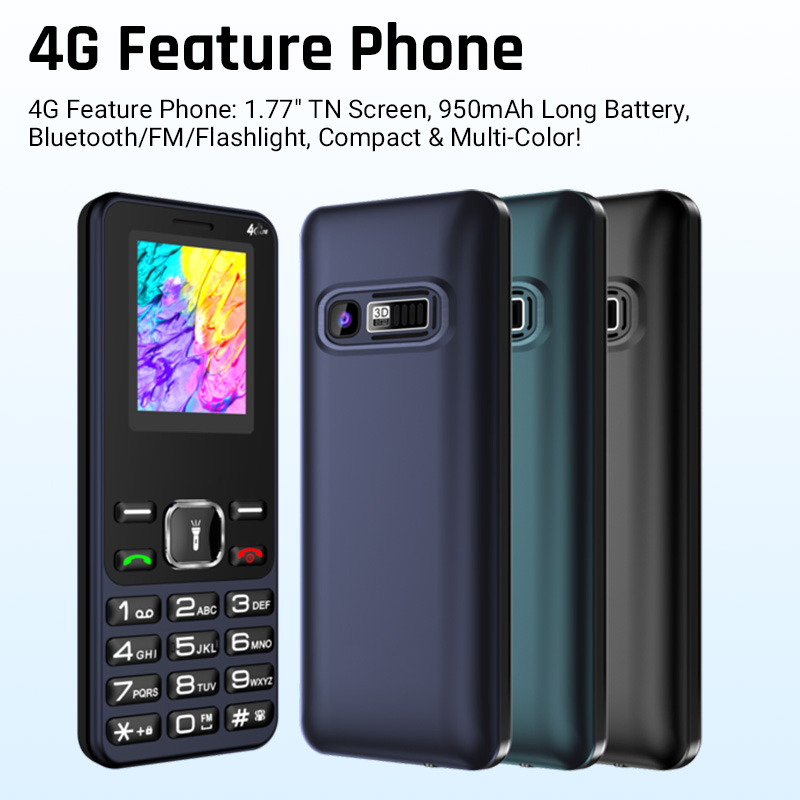 1.77" 4G 950mAh Long Battery Life RAM 48MB ROM 128MB Mini Body Feature Phone for Seniors