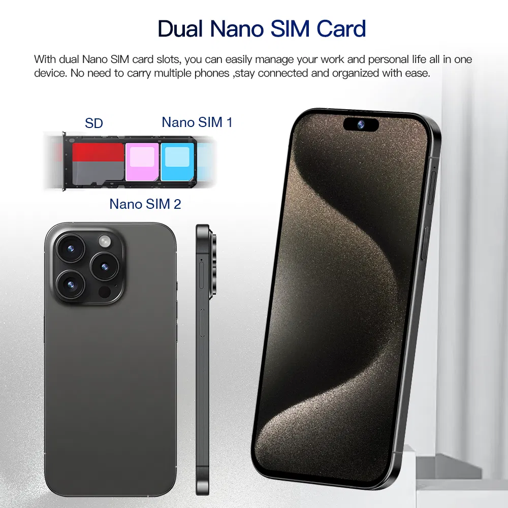 10+Years Manufacturer NFC OTG Phone 8+256GB 50+108MP Dual SIM Android 15 Phone for I 15 PRO Max Smart Phone