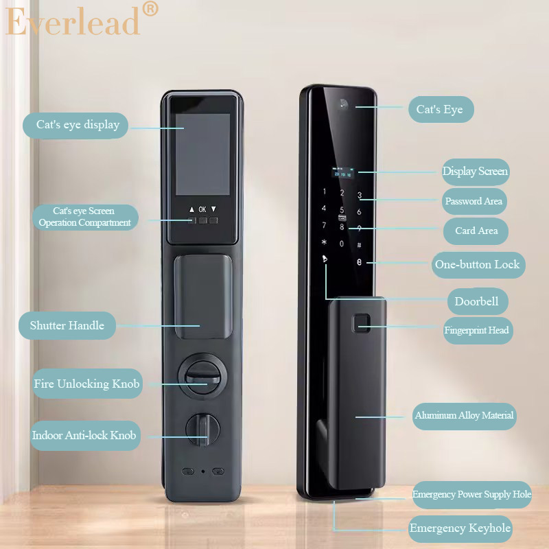 Intercom WiFi APP High Security Fully Automatic WiFi Live Video Intercom 3D Face Recognition 6 in 1 Unlock Keyless Remotely Unlock with Camera Smart Door