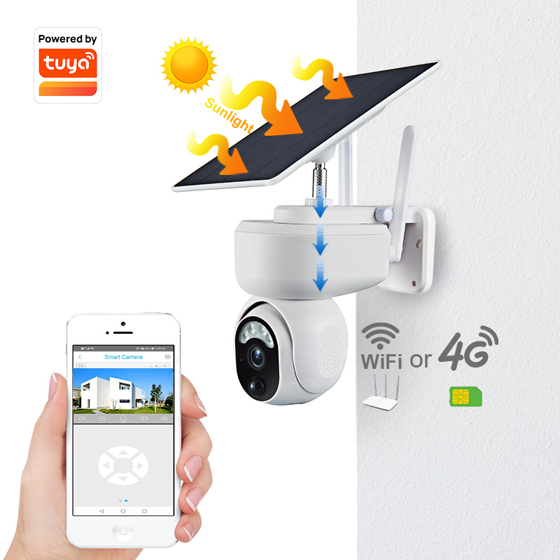 Battery Powered Tuya Smart 4G Solar Panel Camera