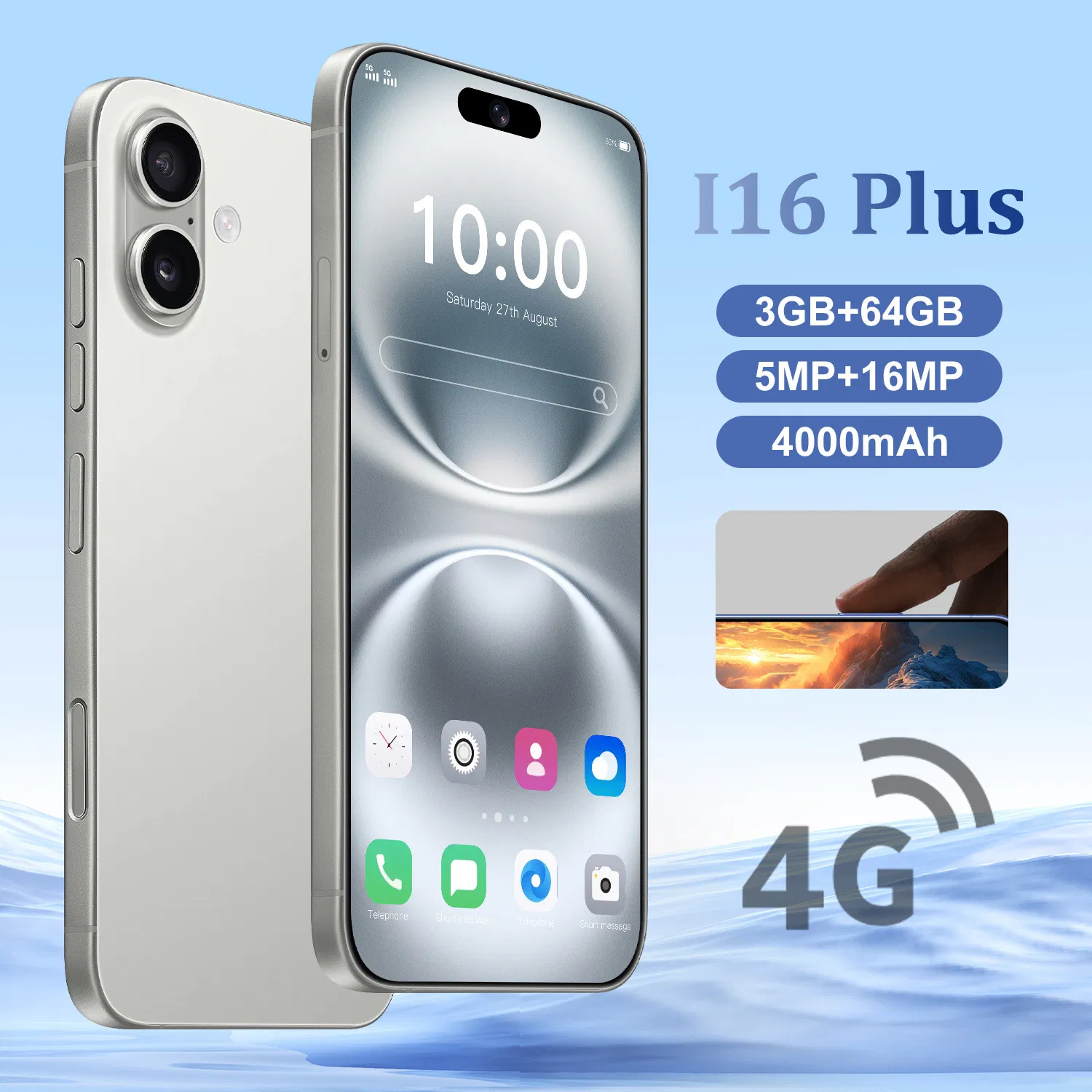 I16 Plus Smartphone: 7.3" Large Screen &amp; 8000mAh Long-Lasting Battery