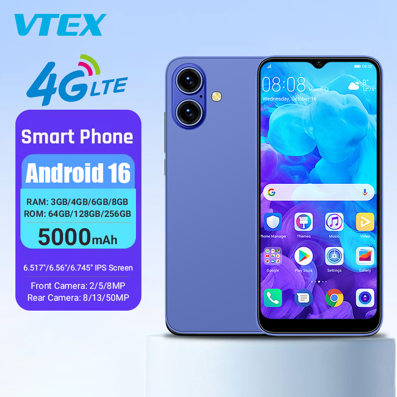 4G 6.7 Inch Dual SIM 5000mAh Long Lasting Battery Fingerprint NFC OS Android 16 Phone