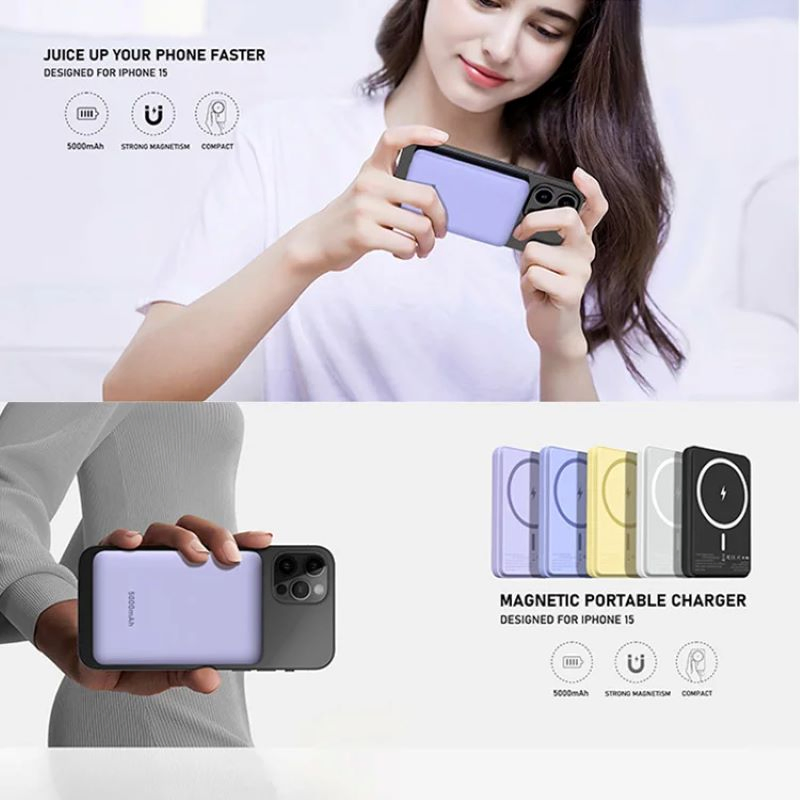 Portable 5000mAh Magnetic Power Bank Charger for Smartphones