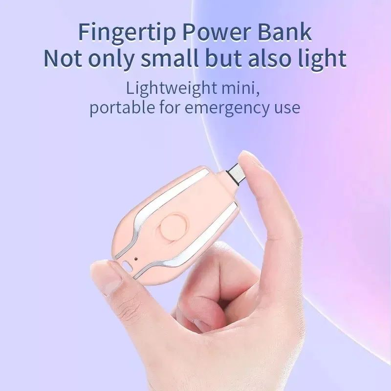 Compact Keychain Power Bank Charger for Phones - 1300mAh