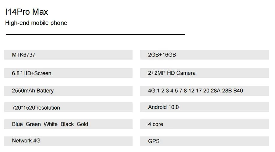 I14 PRO Max Smartphone Specification