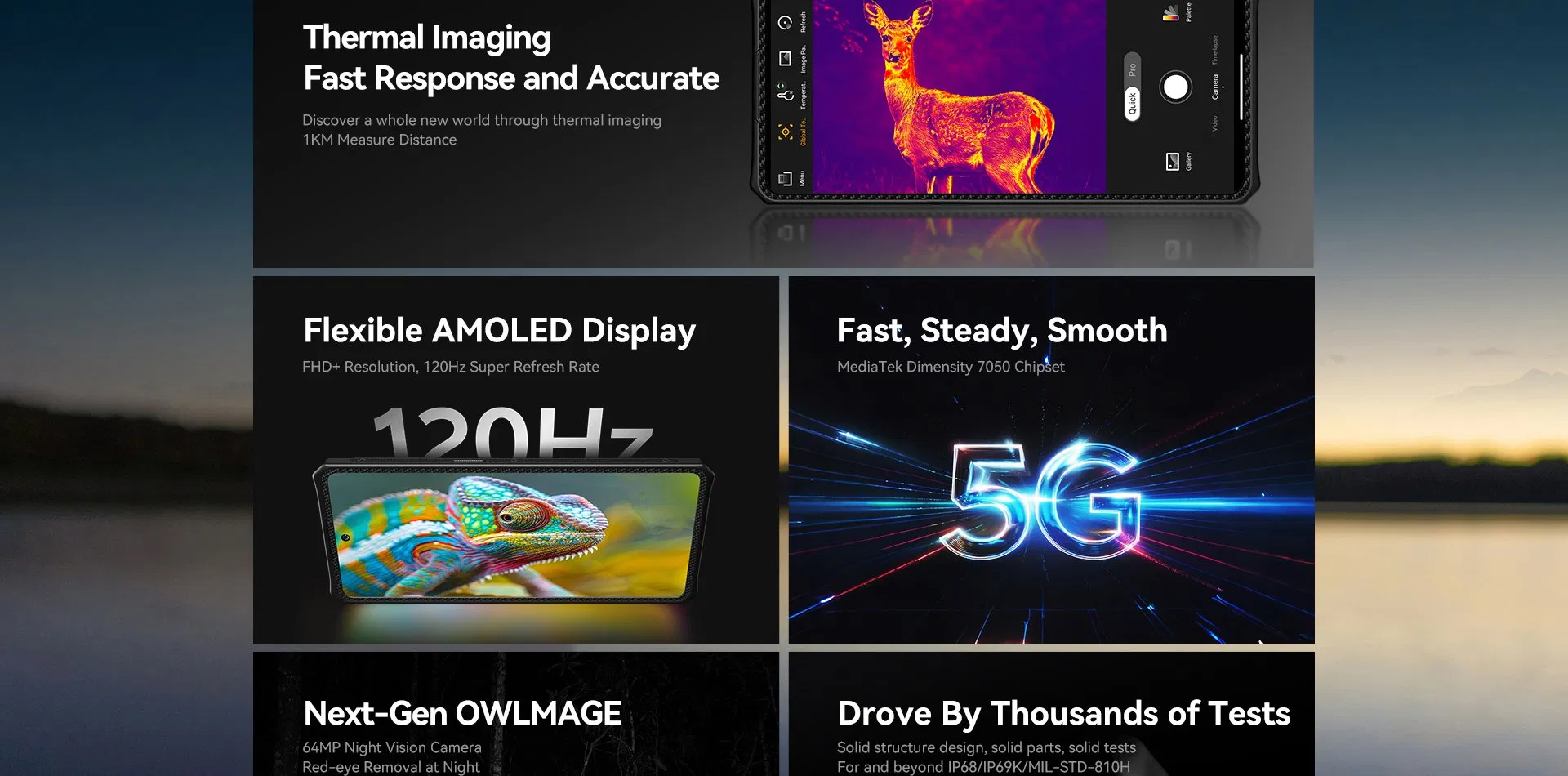 Raptor 5g Rugged Phone 6.78 Inch Amoled Screen Underwater Camera Android 14 16GB 512GB 5g Smart Mobile Phone