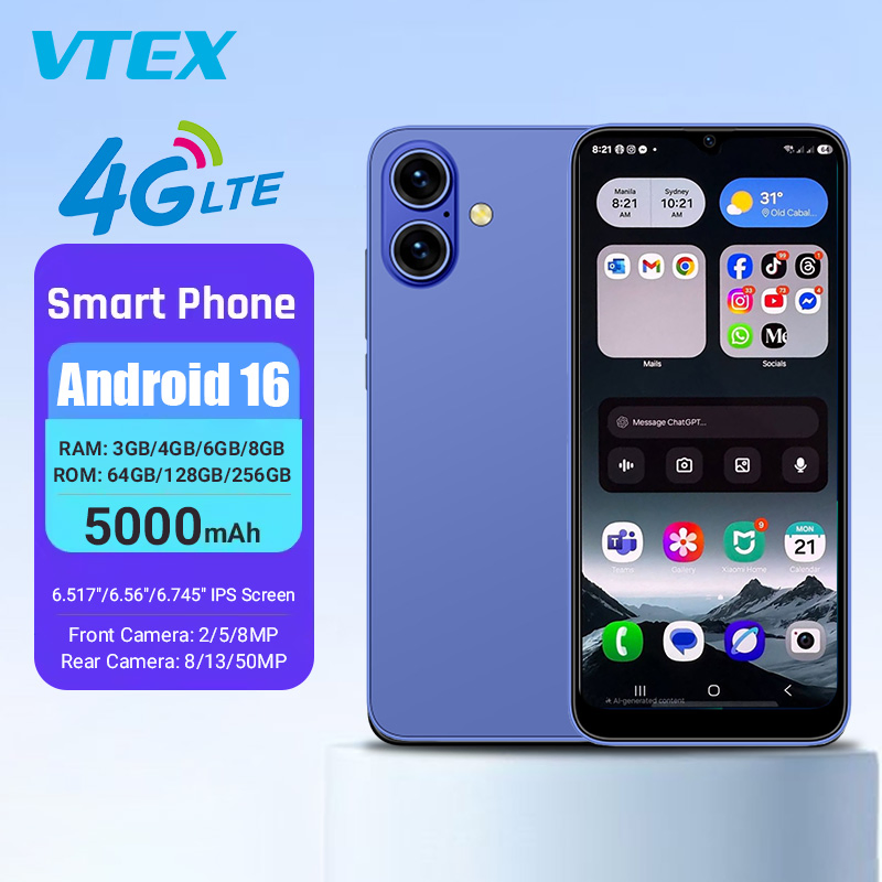 4G 6.7 Inch Dual SIM 5000mAh Long Lasting Battery Fingerprint NFC OS Android 16 Phone