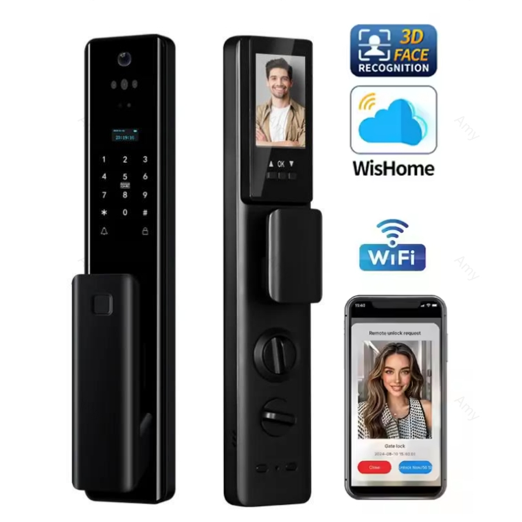 Biometric Digital Cerradura Inteligente 3D Facial Recognition Fingerprint Tuya APP Remote Control Smart Door Lock