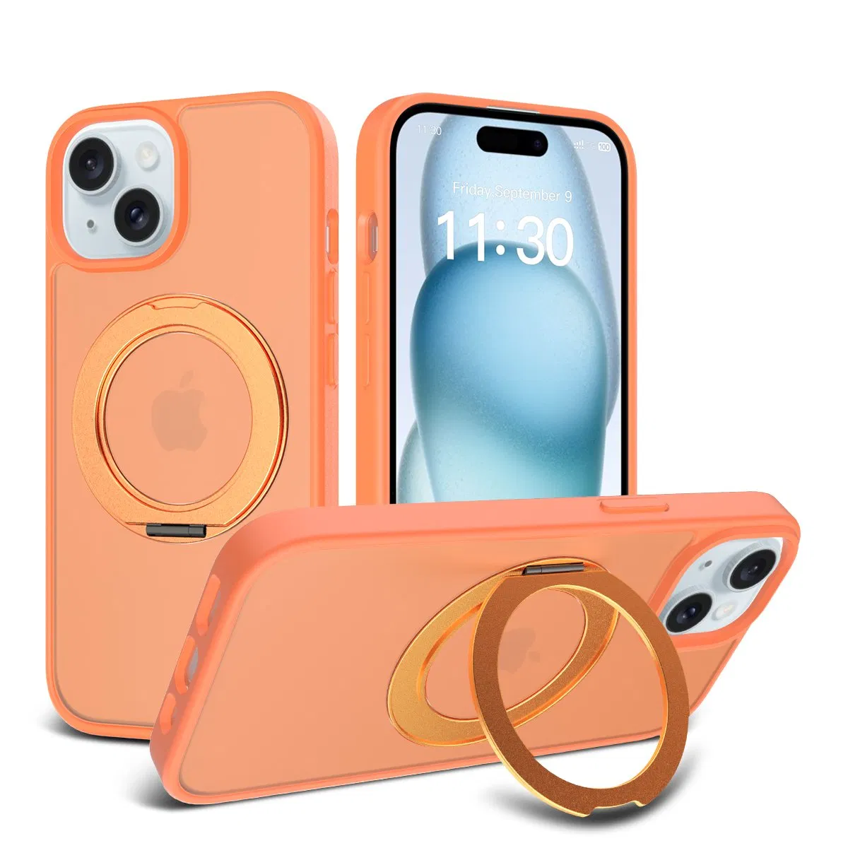 Heavy Duty Drop PC Back Shell 360 Rotating Magsafe Charging Magnetic Phone Case for iPhone 15/15 Plus