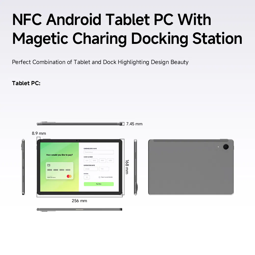 OEM ODM 10.1inch POS Tablet Android NFC Poe Touch Panel Tablet PC with Docking Station