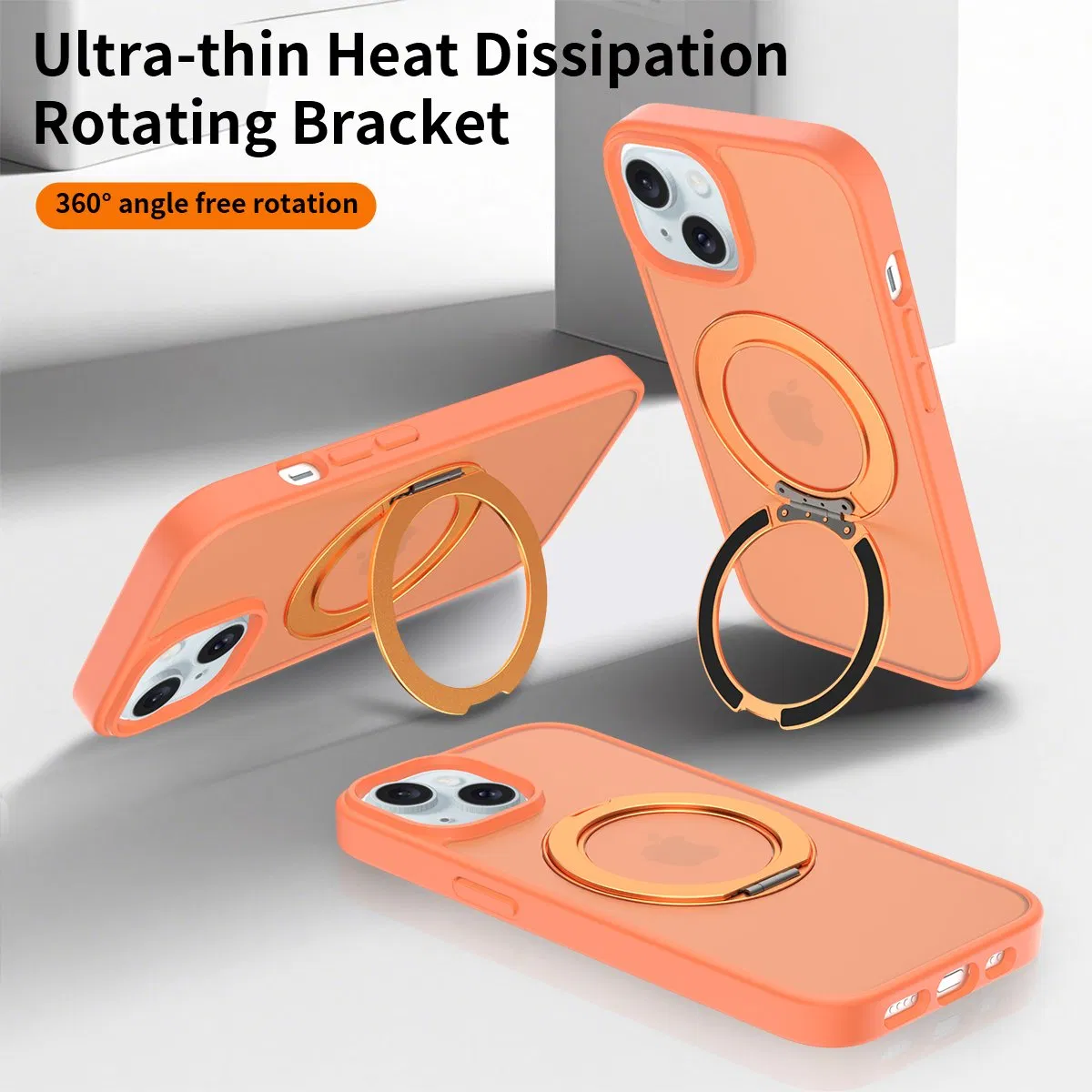 Heavy Duty Drop PC Back Shell 360 Rotating Magsafe Charging Magnetic Phone Case for iPhone 15/15 Plus