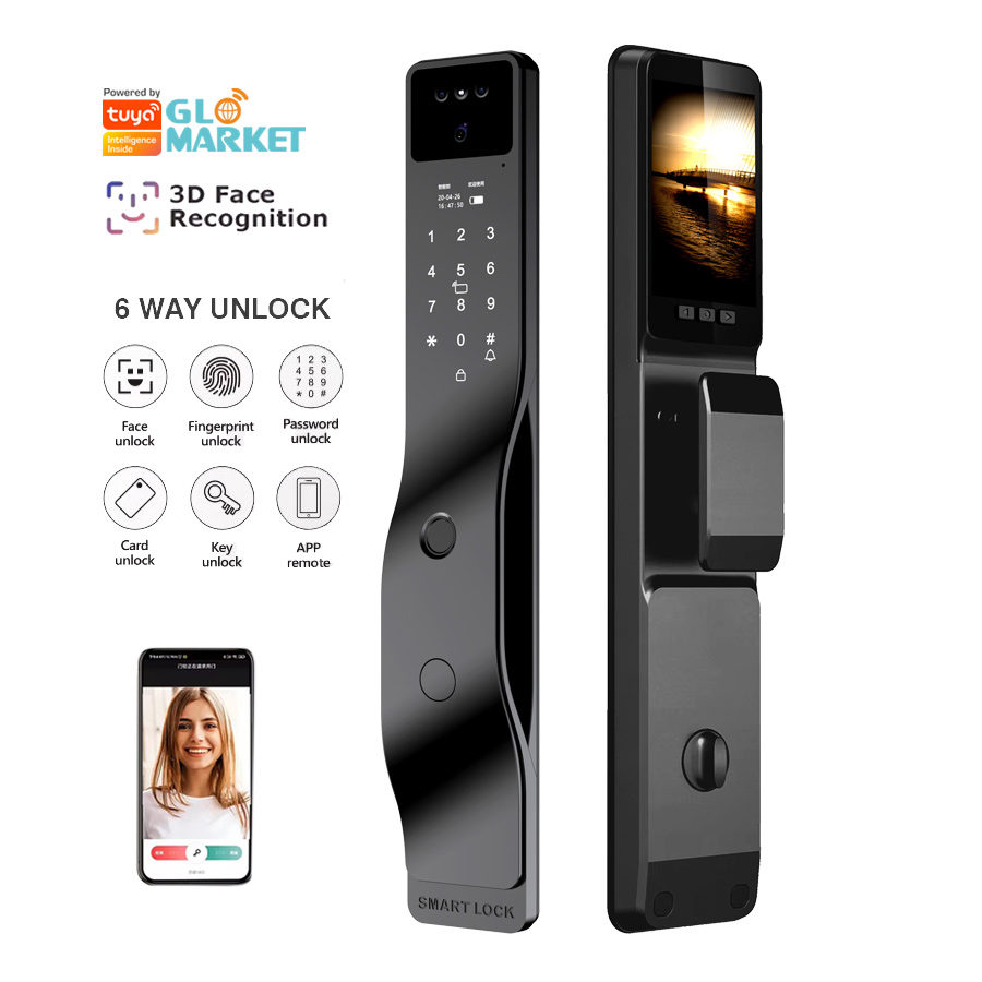Security 3D Face Recognition Deadbolt Electronic Magnetic Electric Fingerprint Keyless WiFi Ttlock Tuya Digital Door Smart Lock