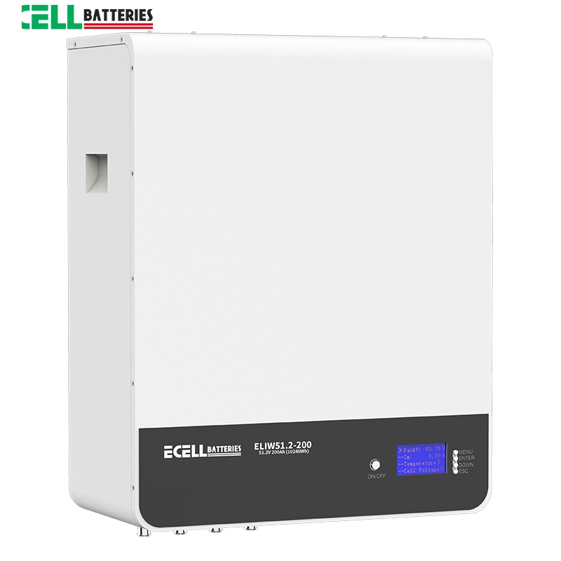 Sleek Ecell Wall-Mounted Lithium Solar Battery 51.2V 200ah with Ultra-Long Cycle Life for Home Energy Storage