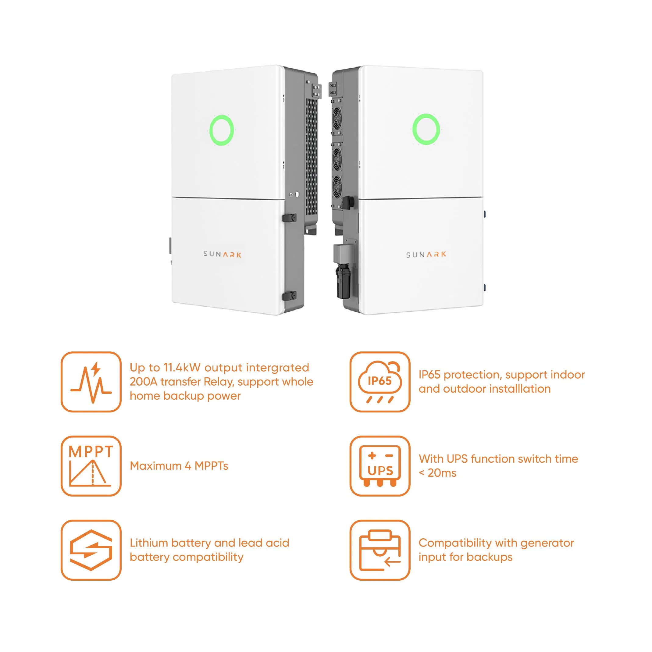 MPPT Hybrid Solar Inverter 8kw 10kw 12kw 110V Single Phase String Solar Inverter Us Version
