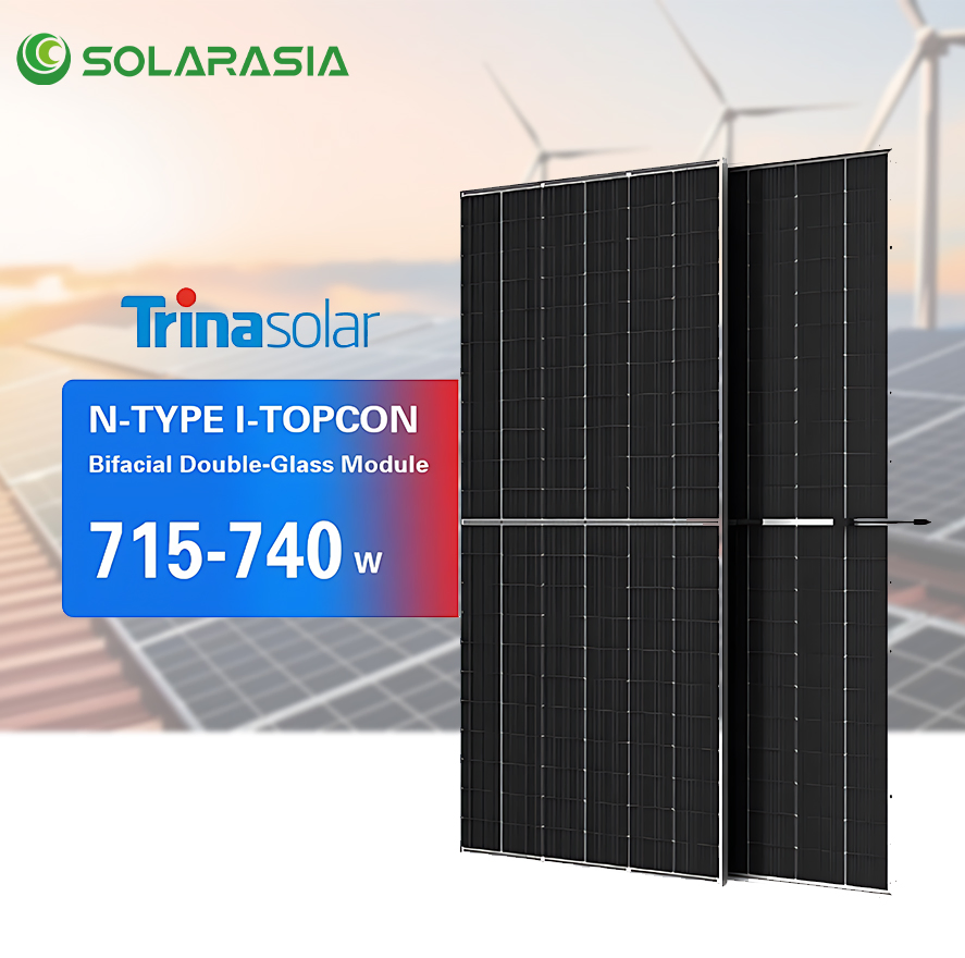 Trina 700 Watt Highest Efficiency Half Cell PV Monocrystalline Solar Panel 715W 720W 725W 730W 735W 740W Solar Panel Module for Home Power Systems