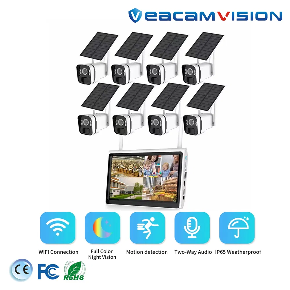 Built-in Battery Wireless Solar Power Camera Kit and WiFi All in One Network Video Recorder