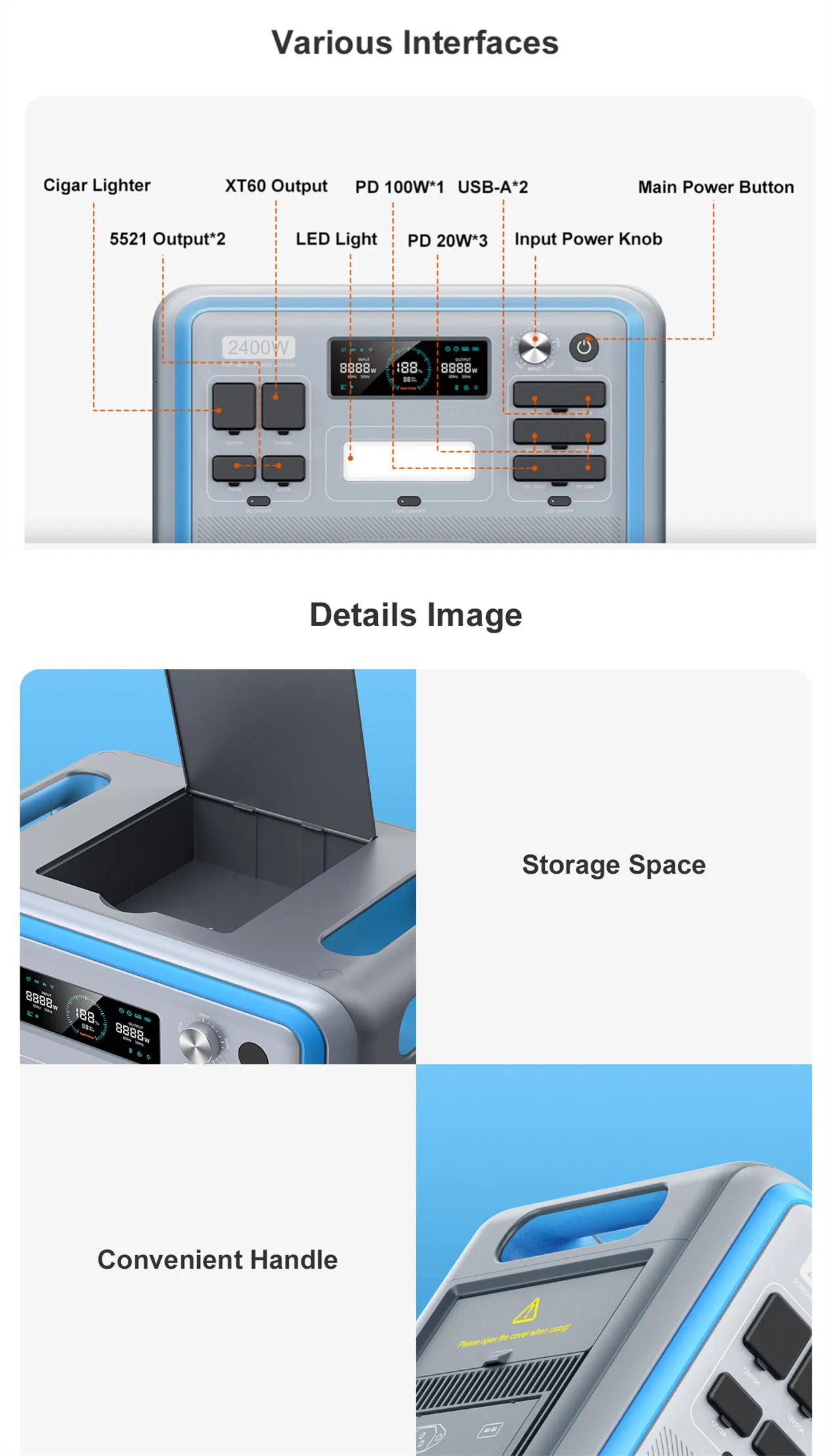 Ready to Ship LiFePO4 Battery 2000W Portable Solar Power Station