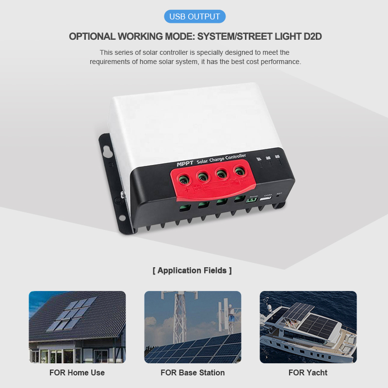 Solar Controller MPPT 12/24V Automatic Recognition Charge Controller 40A Solar Charge Controller PWM