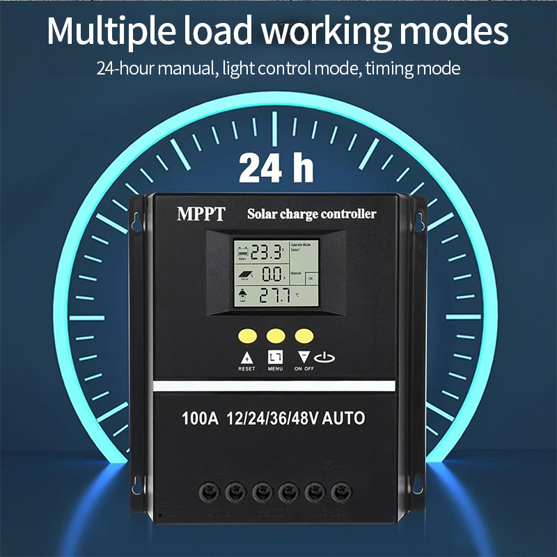 30A-100A 12V/24V Auto 36/48V USB PWM/MPPT Solar Charger Controller with LCD Screen