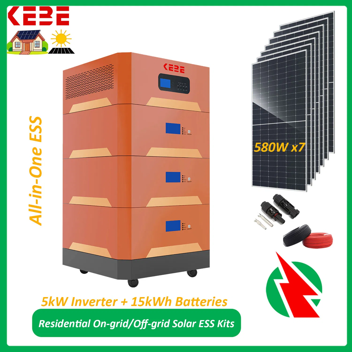 Residential Solar Energy Storage Systems 4060W Solar Panels 10kw Inverter 30kwh Lithium Batteries Solar Power System