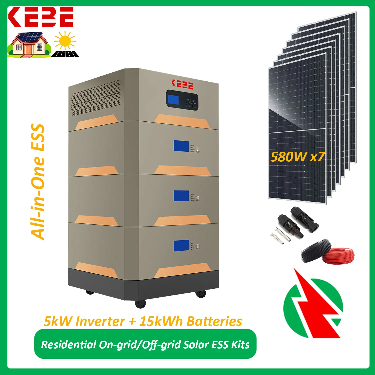 Residential Solar Energy Storage Systems 4060W Solar Panels 10kw Inverter 30kwh Lithium Batteries Solar Power System