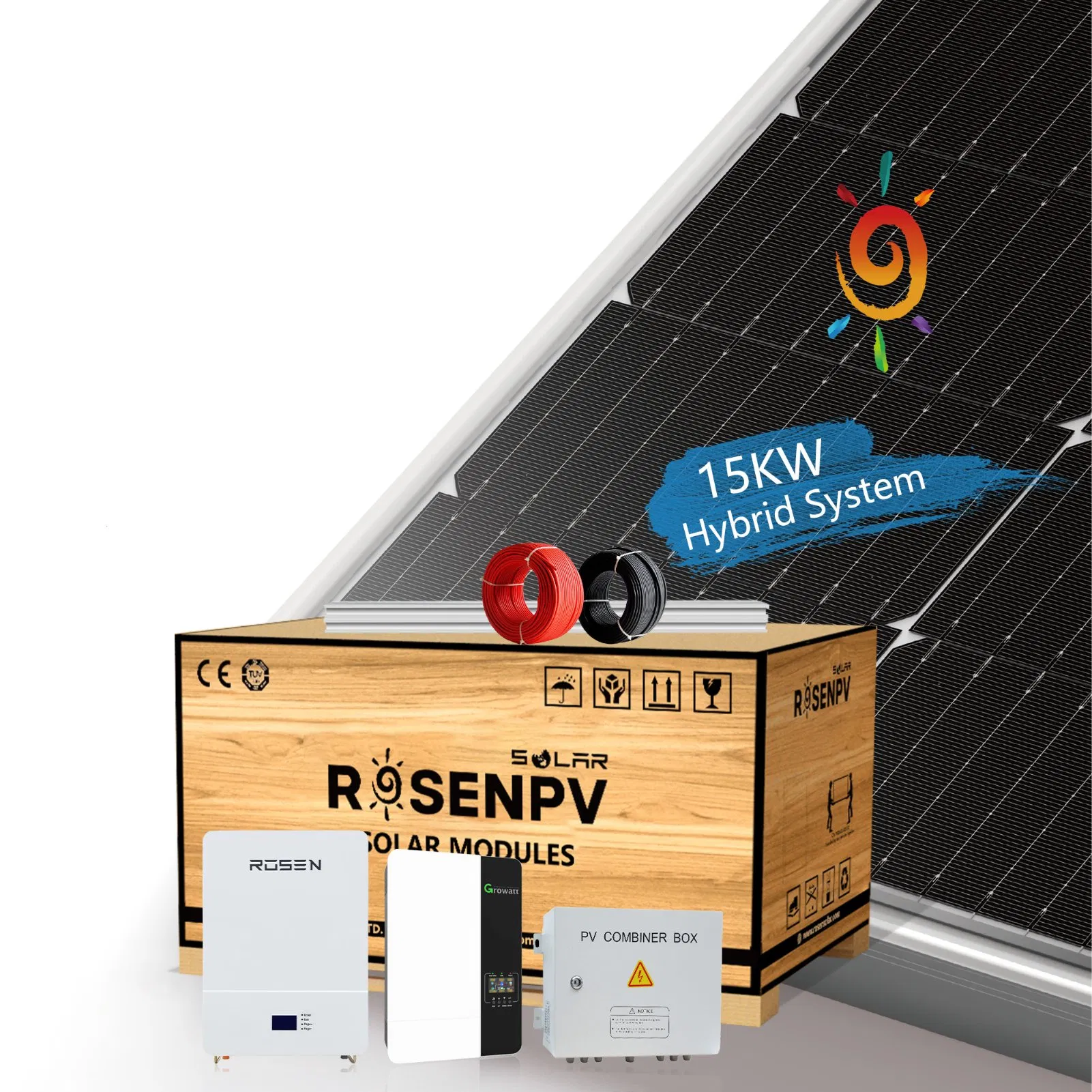 Rosenpv Best Seller 5kw 10kw 15kw Home Solar Energy System 5kVA 10kVA 15kVA Residential Solar Power System