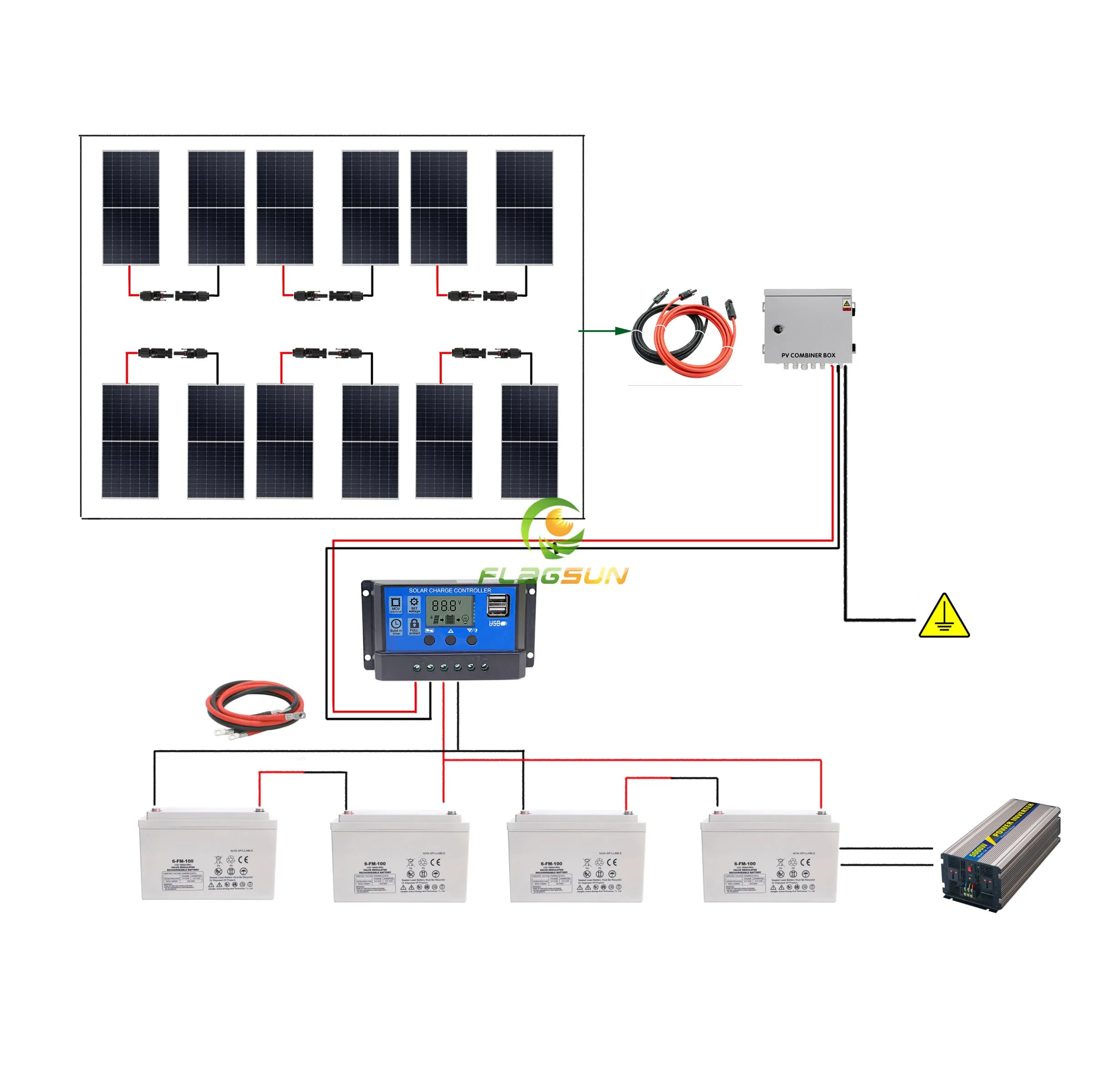 High Quality Home Energy Storage System 10kw Wall-Mounted Hybrid off-Grid Inverter Solar System