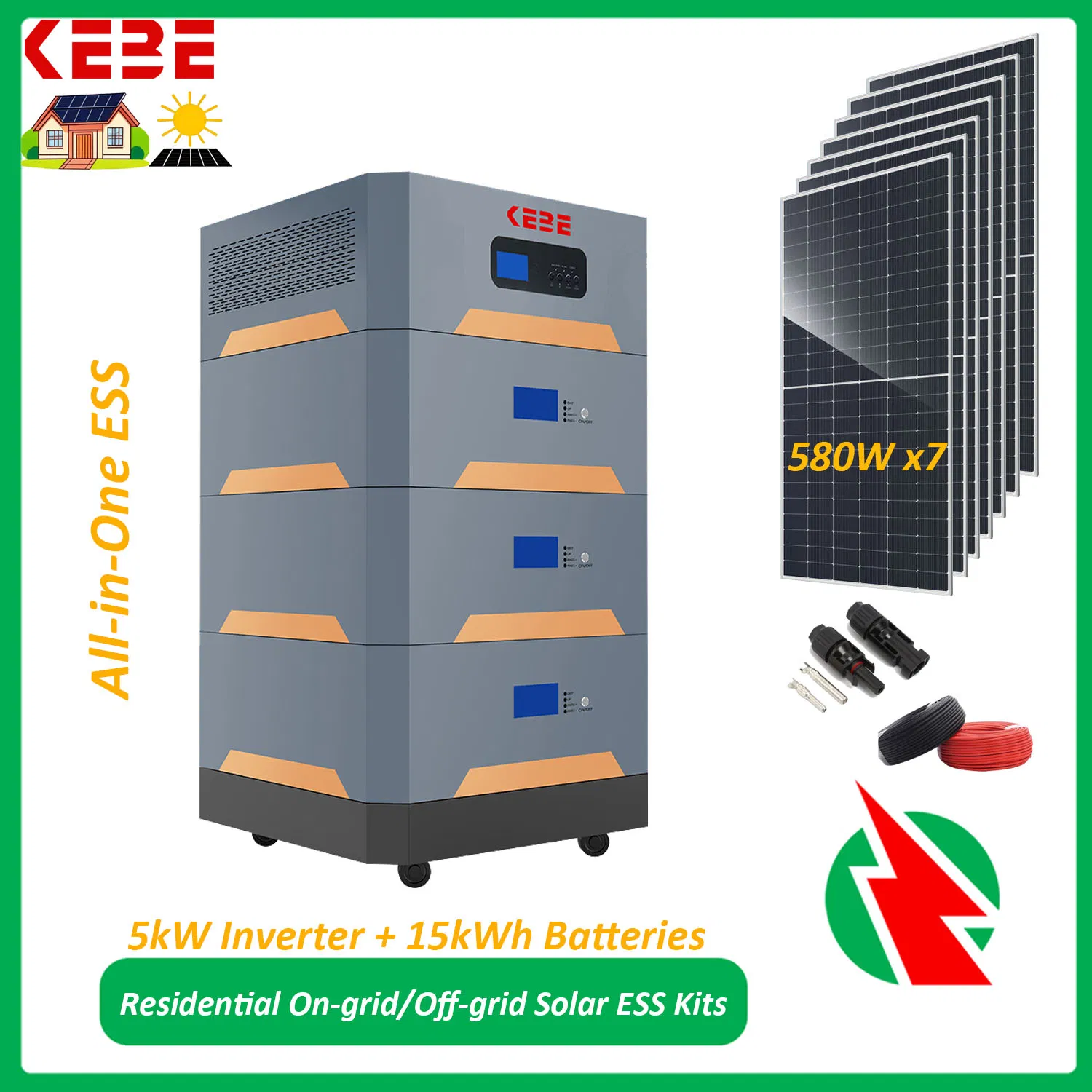 Residential Solar Energy Storage Systems 4060W Solar Panels 10kw Inverter 30kwh Lithium Batteries Solar Power System