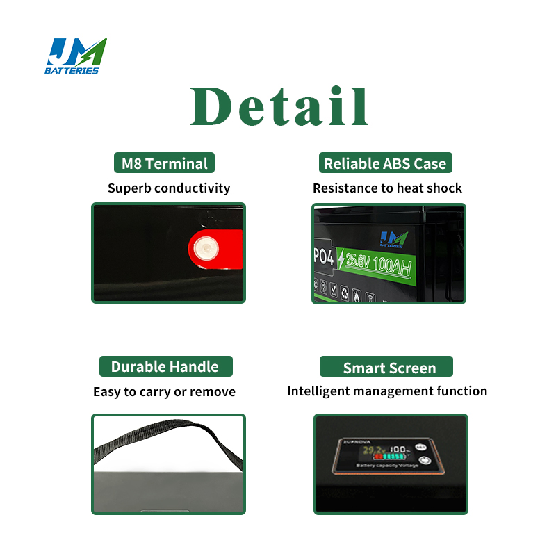 Jm Factory 6000 Cycles Long Warranty 24V 100ah Solar Power Lithium Ion Battery 24 Volt 100 Ah Solar Storage Batteries for House
