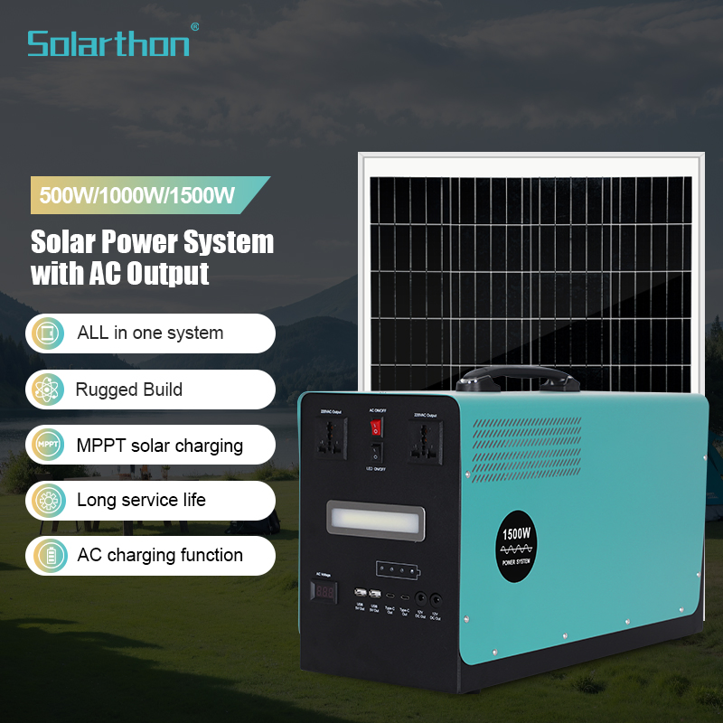 Best Price Supply 1500W Rechargeable Portable Power Station with LED Light Solar Generator with 2000W Solar Panels Completed Set