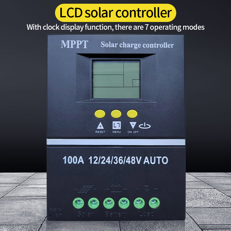 30A-100A 12V/24V Auto 36/48V USB PWM/MPPT Solar Charger Controller with LCD Screen
