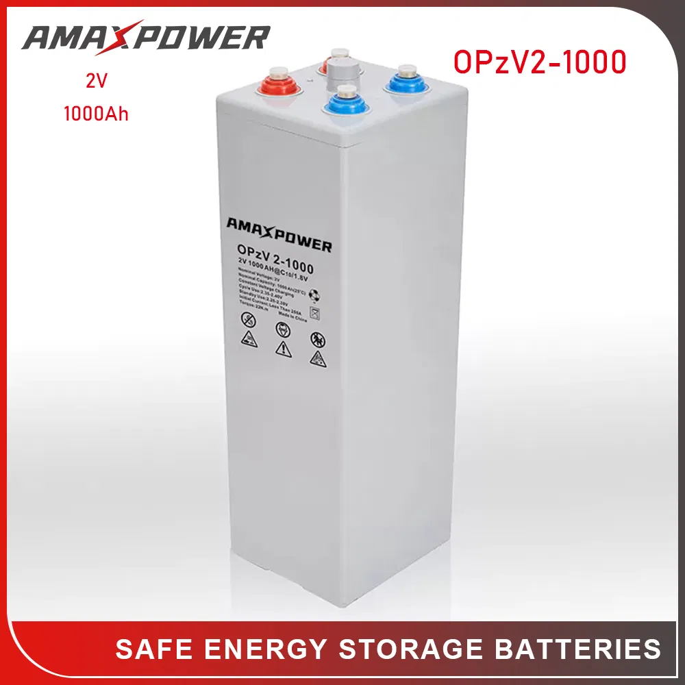 Amaxpower 2V 1000ah/1200ah/1500ah/2000ah/2500ah/3000ah UPS Solar Energy Storage Tubular Gel Opzv Battery for Emergency-Power-Systems