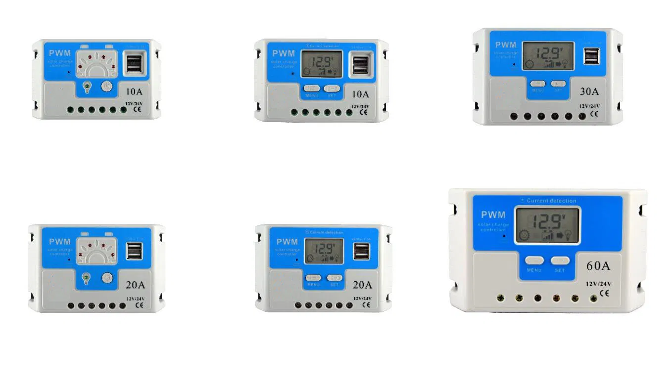 10-60A 12V/24V Auto 48V USB PWM/MPPT Solar Charger Controller with LCD Screen